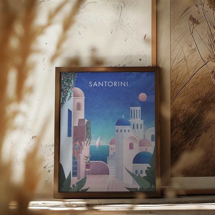 Santorini Text.png Framed Art Modern Wall Decor