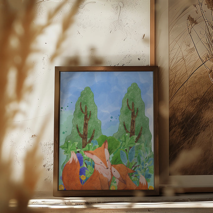 red fox Framed Art Wall Decor