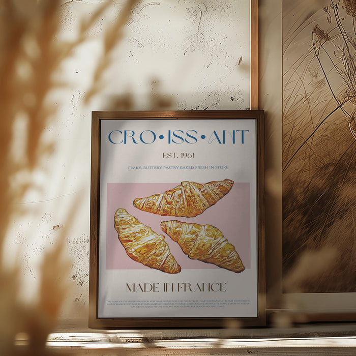 Croissant Print Framed Art Wall Decor