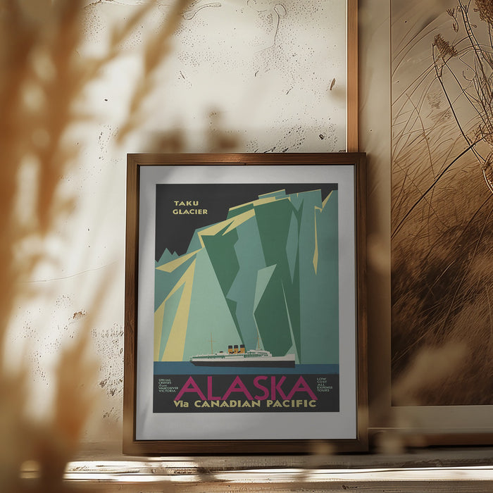 Alaska Via Canadian Pacific. Taku Glacier Framed Art Modern Wall Decor