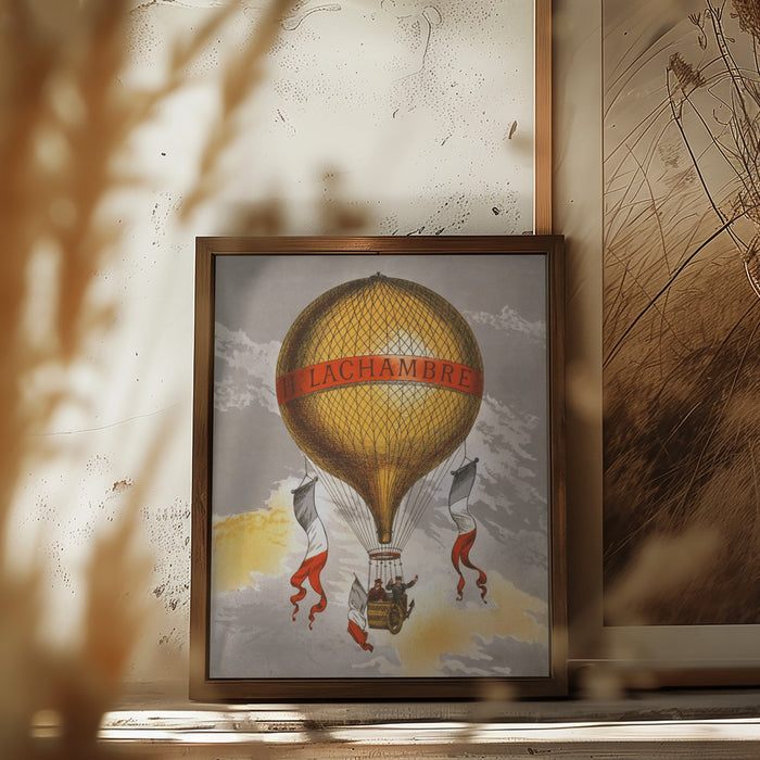 Balloon Labeled With Two Men Riding In the Basket 1880 Framed Art Modern Wall Decor