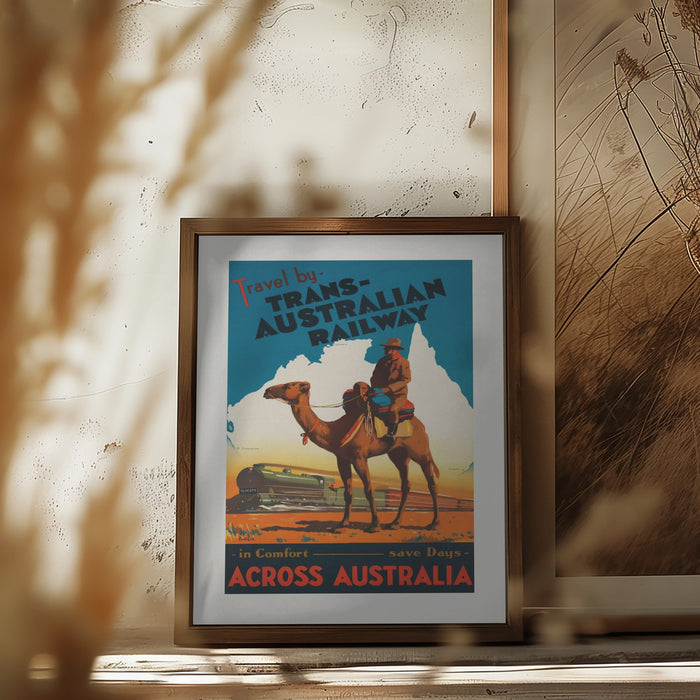 Trans Australian Railway Poster Framed Art Modern Wall Decor