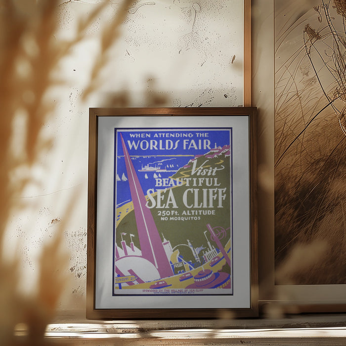 When Attending the Worlds Fair, Visit Beautiful Sea Cliff Framed Art Modern Wall Decor