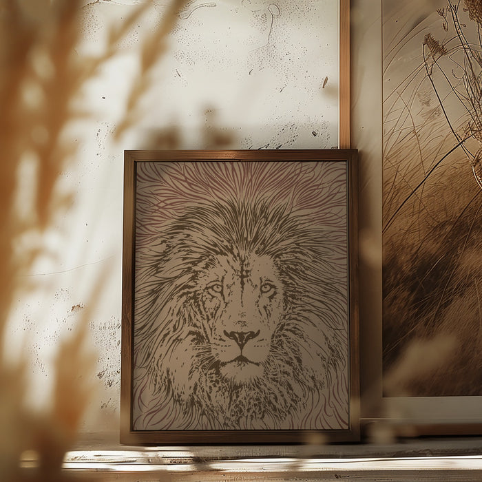 Lion Face King of the Beasts Framed Art Wall Decor