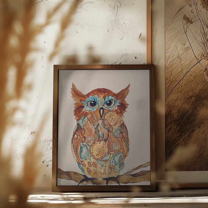 Wise Owl 2 Framed Art Modern Wall Decor