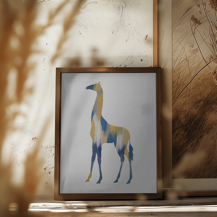 Blue & Yellow Giraffe Framed Art Wall Decor