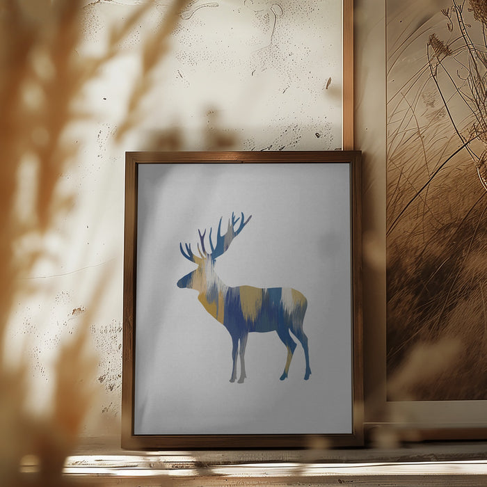 Blue & Yellow Moose Framed Art Wall Decor