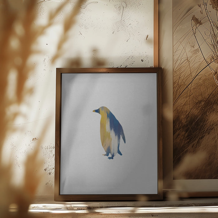 Blue & Yellow Penguin Framed Art Modern Wall Decor