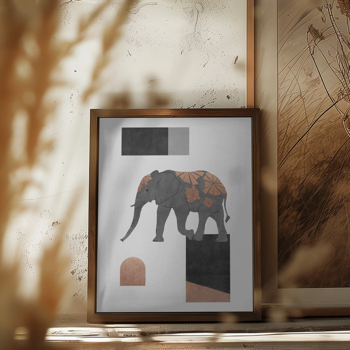 Elephant Mosaic II Framed Art Wall Decor