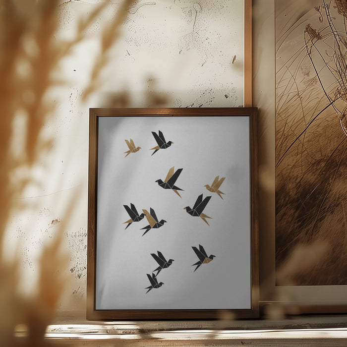 Origami Birds Collage I Framed Art Wall Decor