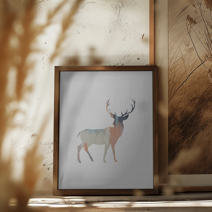 Pastel Deer Framed Art Wall Decor