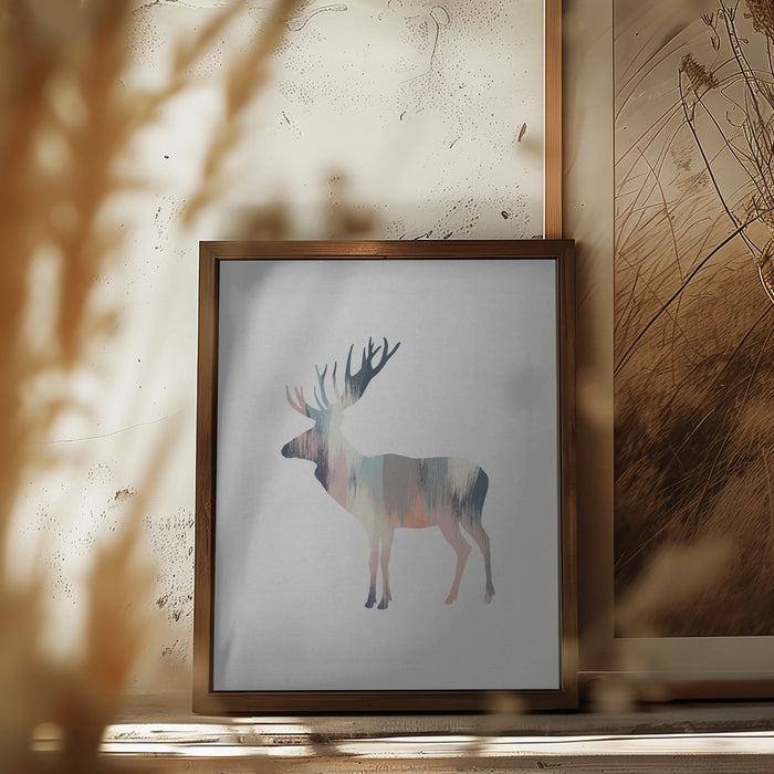 Pastel Moose Framed Art Wall Decor