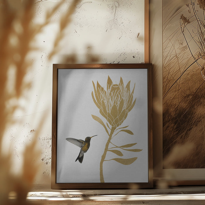 Hummingbird & Flower I Framed Art Wall Decor