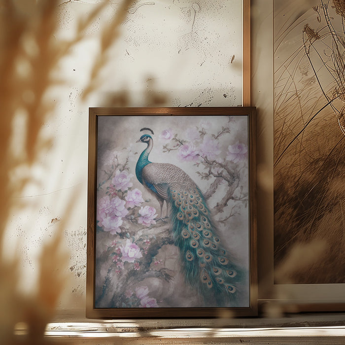 Peacocks Romance Garden Framed Art Wall Decor