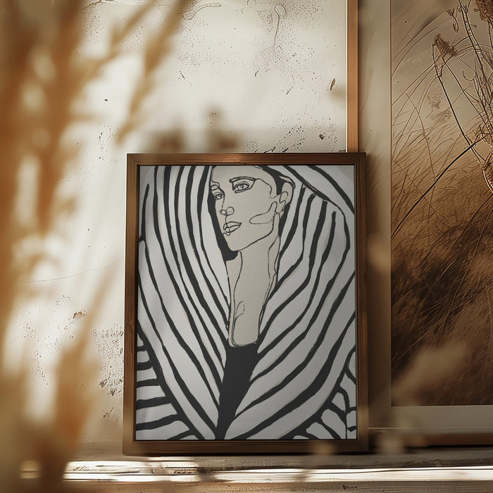 Striped Coat Framed Art Modern Wall Decor