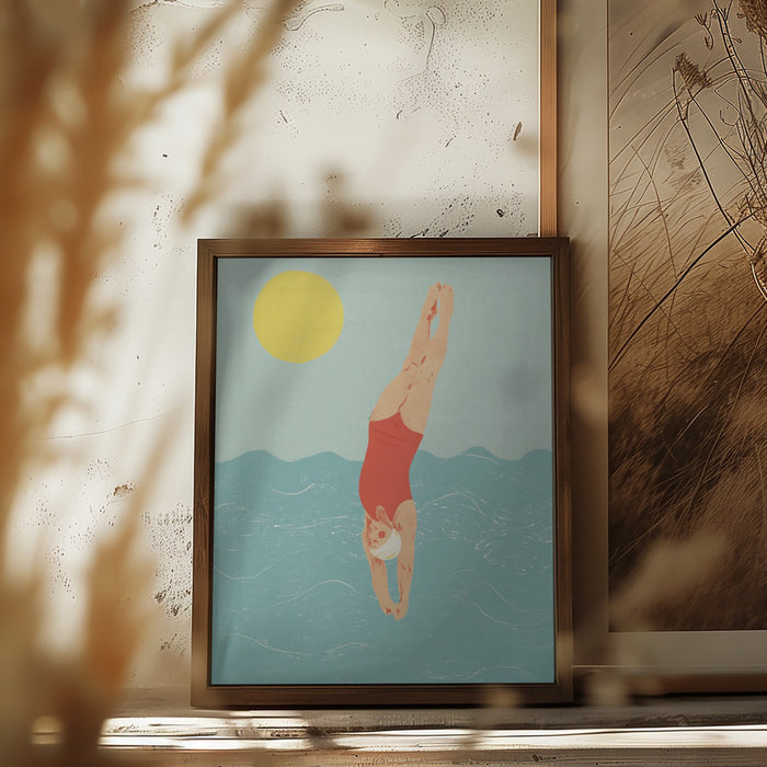 Swimmer Framed Art Wall Decor