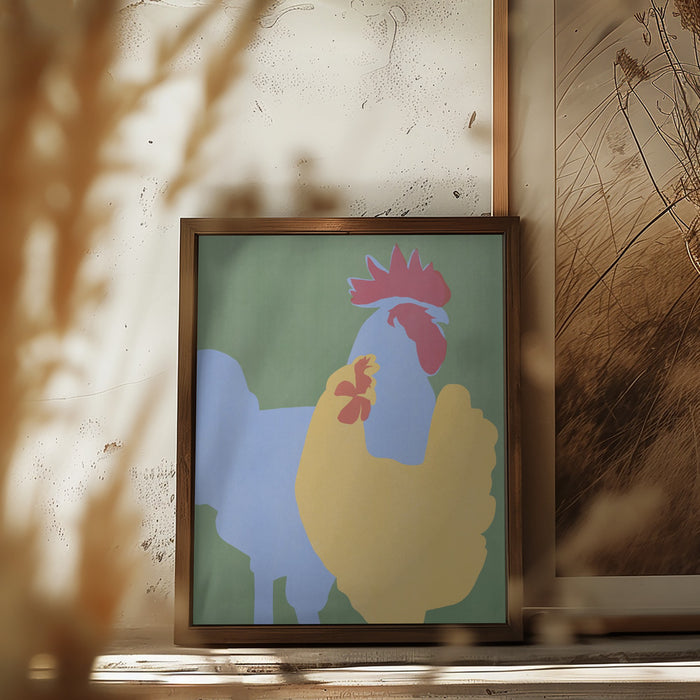 Farm Chicken Framed Art Modern Wall Decor