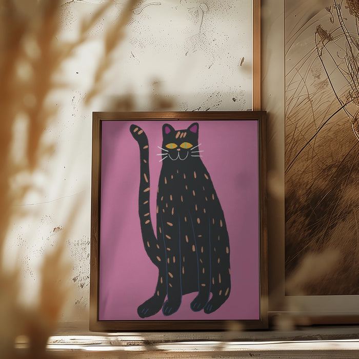 Black cat Framed Art Wall Decor