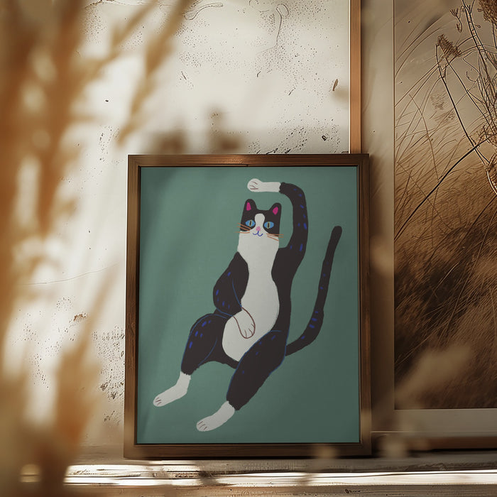 Black and white cat Framed Art Modern Wall Decor