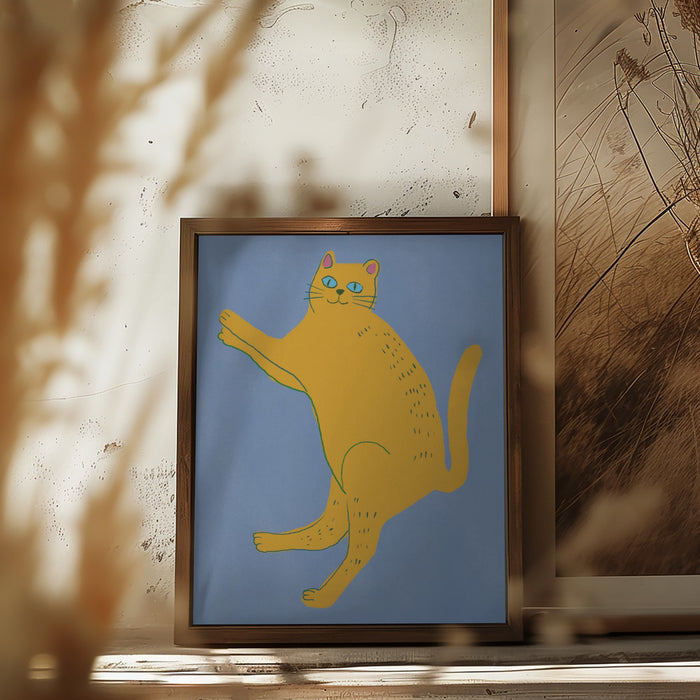 Yellow cat Framed Art Modern Wall Decor