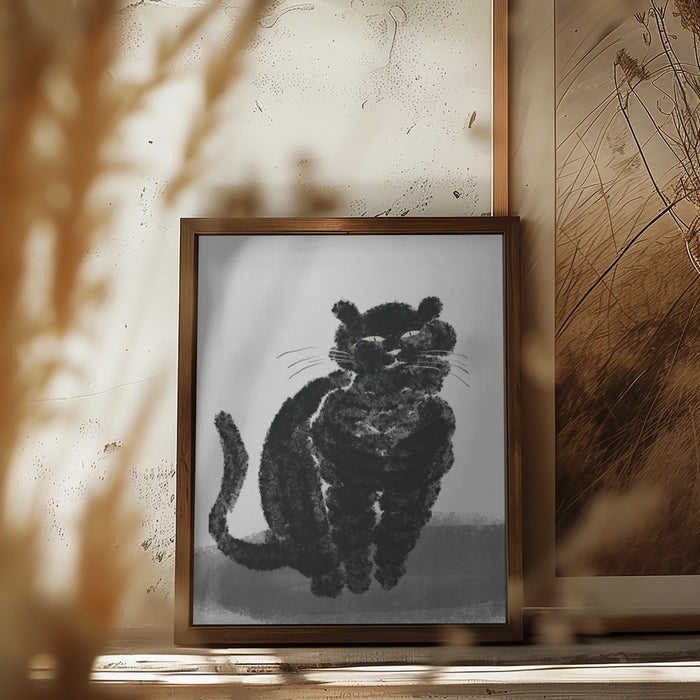 Portrait of a black cat Framed Art Wall Decor