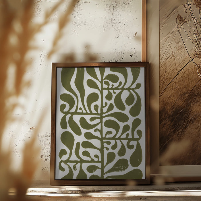 Linocut Plant #1 Framed Art Wall Decor