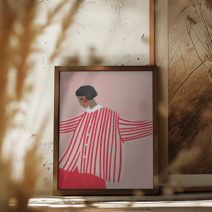 The Woman With the Red Stripes Framed Art Wall Decor