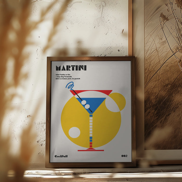 Martini Bauhaus Cocktail Framed Art Modern Wall Decor