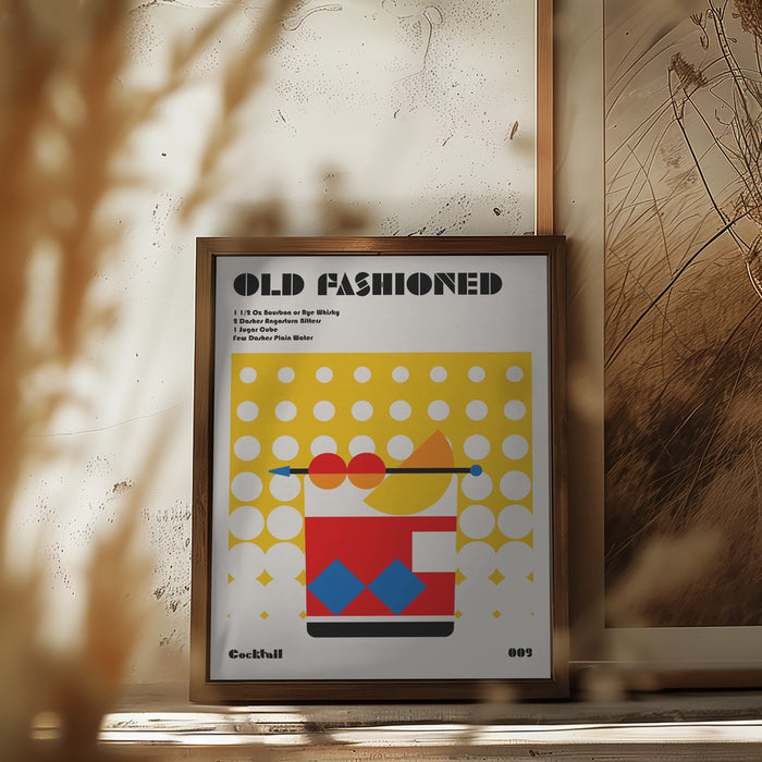 Old Fashioned Bauhaus Cocktail Framed Art Wall Decor