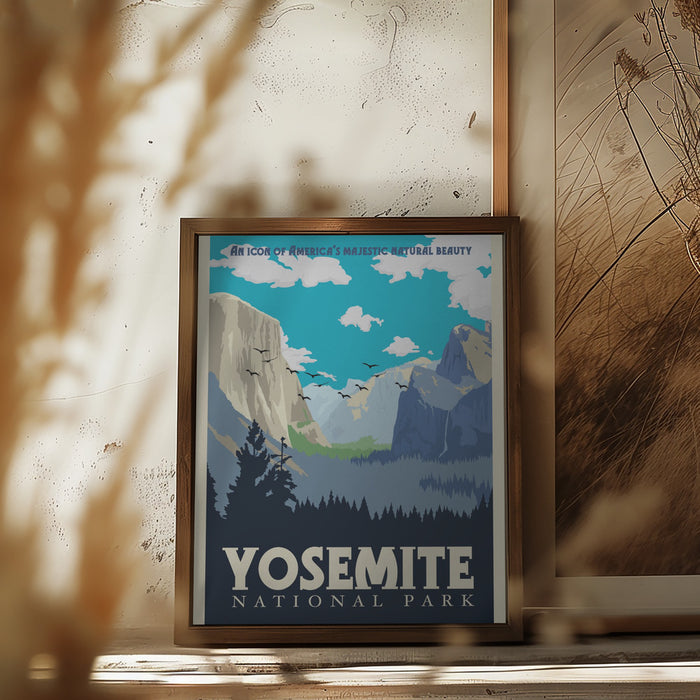 Yosemite National Park Travel Print Framed Art Modern Wall Decor