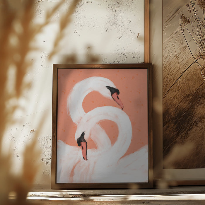 Swans Framed Art Modern Wall Decor