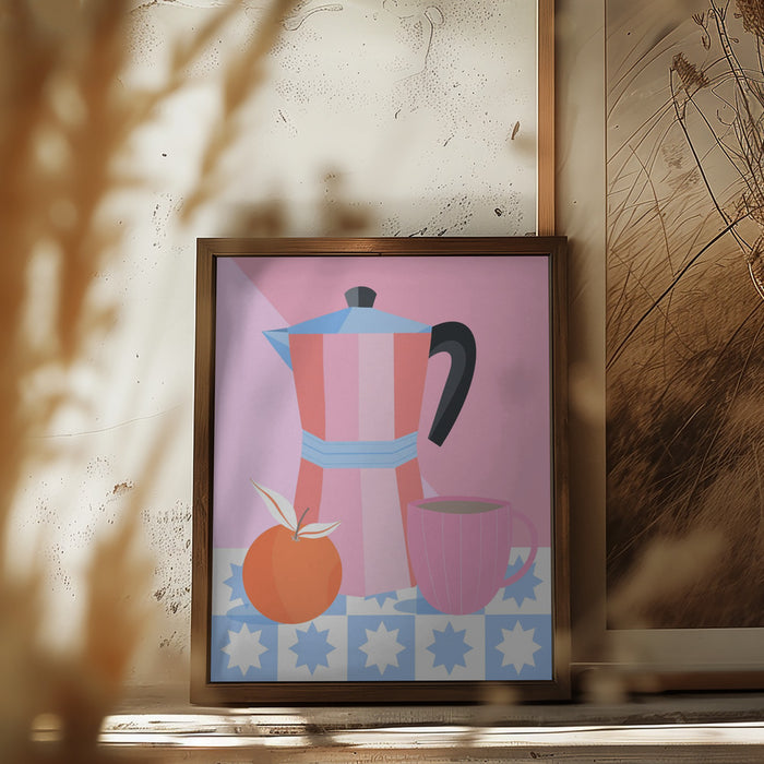 Still Life with Moka Pot Framed Art Modern Wall Decor