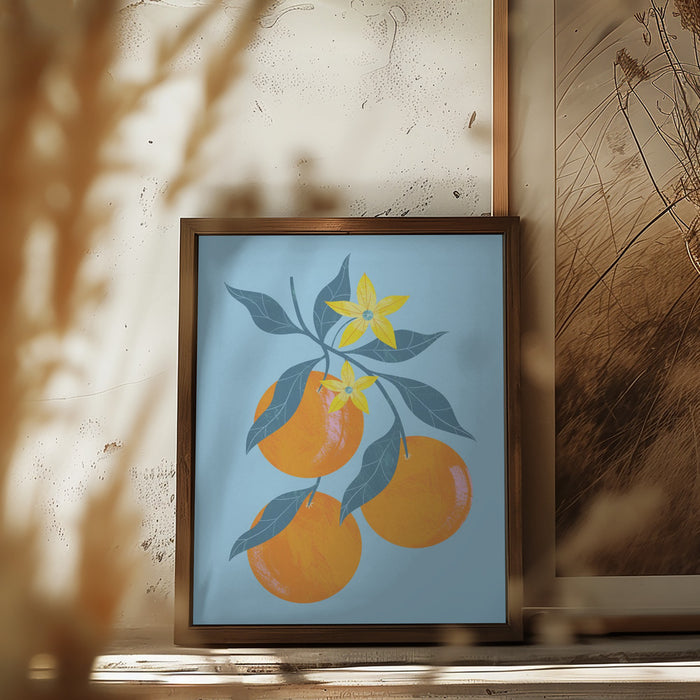 Orange Branch Framed Art Wall Decor