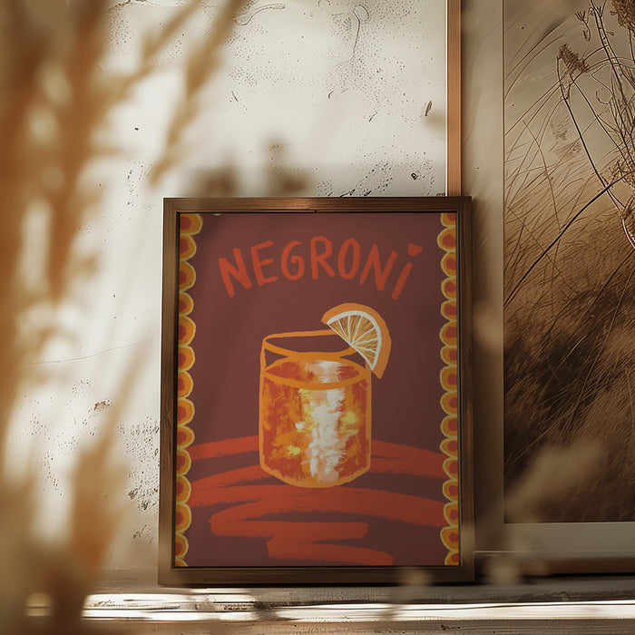 Cocktail Negroni Framed Art Modern Wall Decor