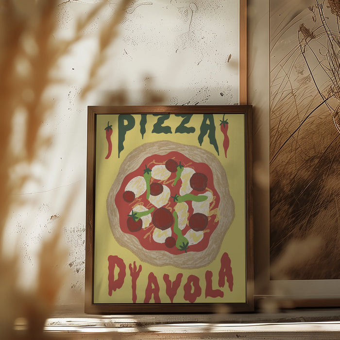 Pizza Diavola Framed Art Modern Wall Decor