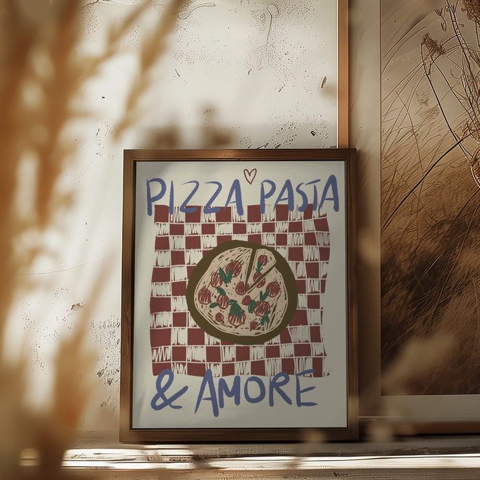 Pizza Pasta &amp; Amore Framed Art Modern Wall Decor