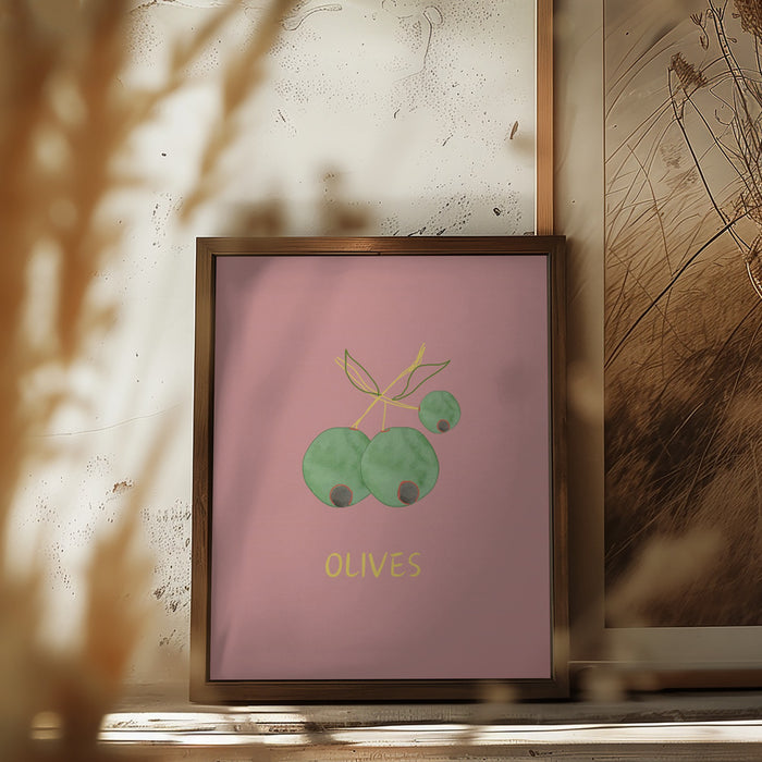 Olives in Pink Framed Art Wall Decor