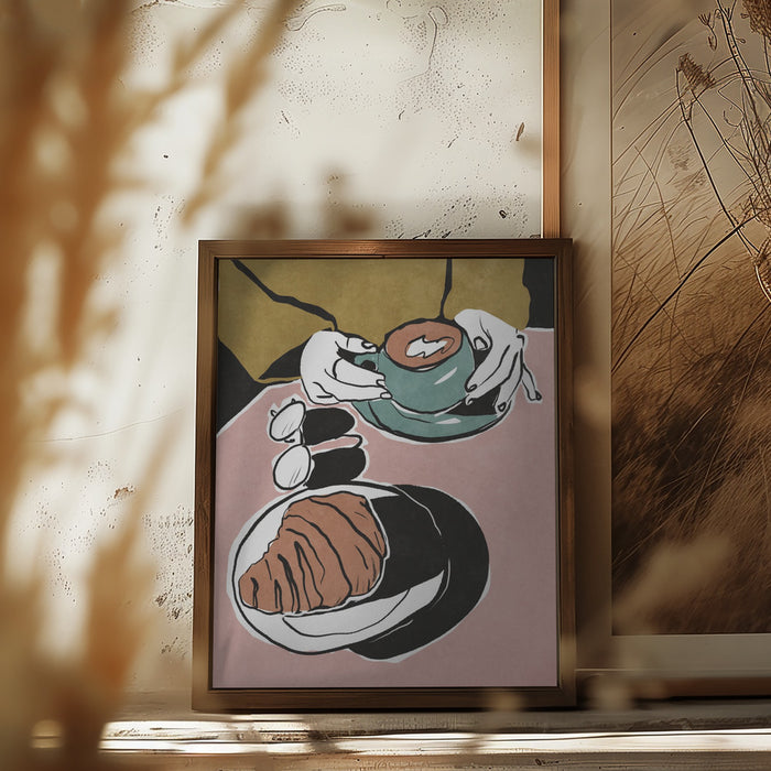 Croissant et café au lait Framed Art Wall Decor