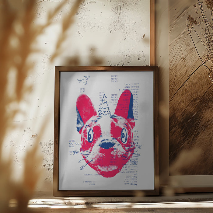 Absurd French Bulldog with a Tree Framed Art Modern Wall Decor