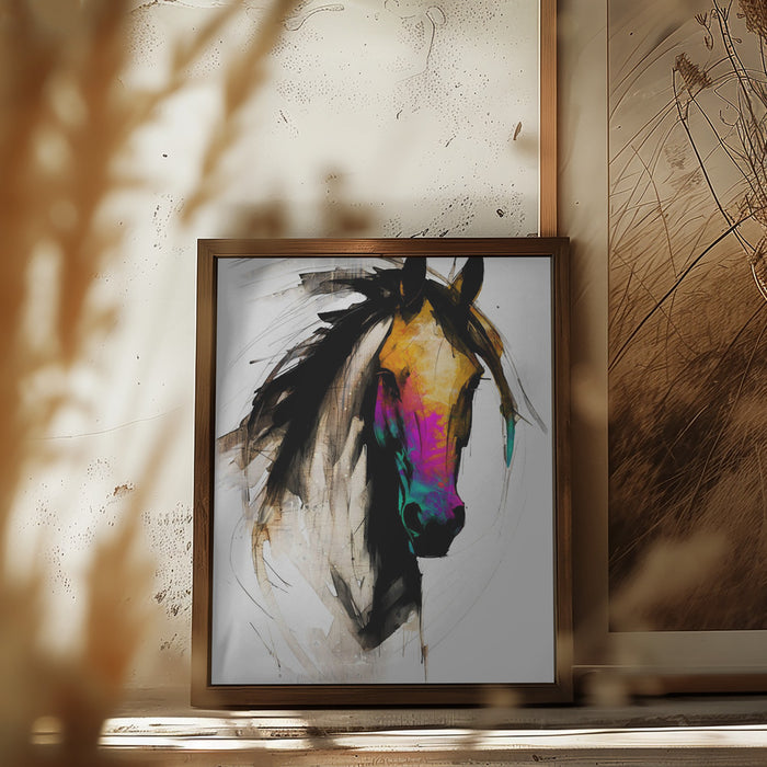 Horse Wild Tribal Illustration Art 01 Framed Art Modern Wall Decor