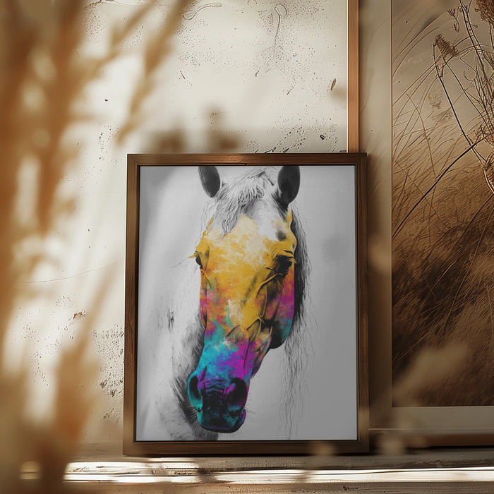 Horse Wild Tribal Illustration Art 08 Framed Art Wall Decor