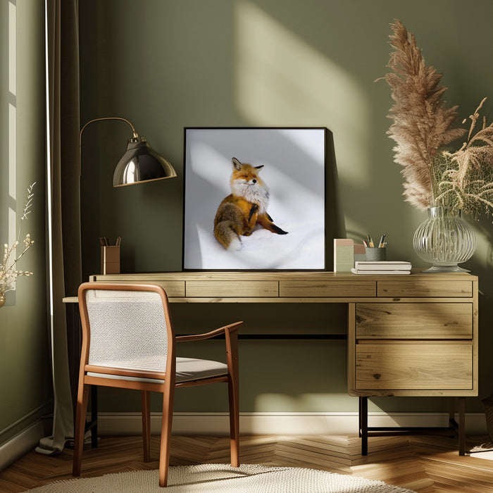 Winterfox Square Canvas Art Print