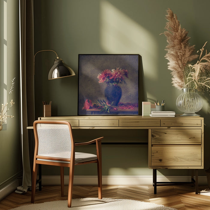 Still life Peony Square Canvas Art Print