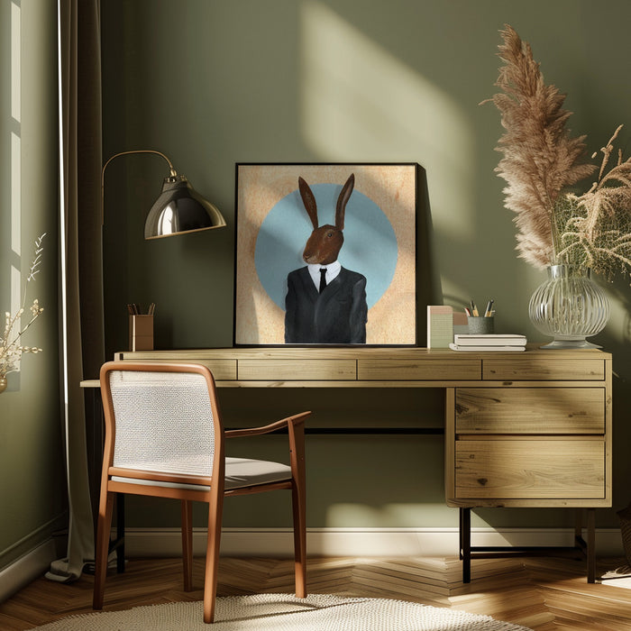 David Lynch Rabbit Square Canvas Art