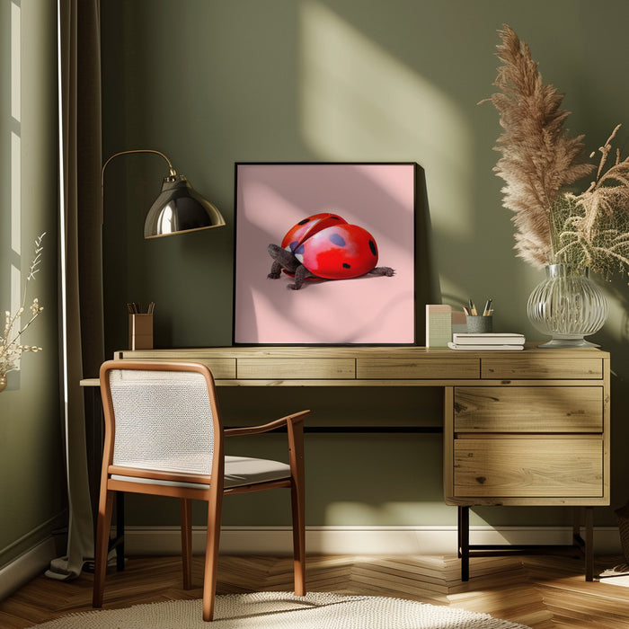 Ladybug Turtle Square Canvas Art Print