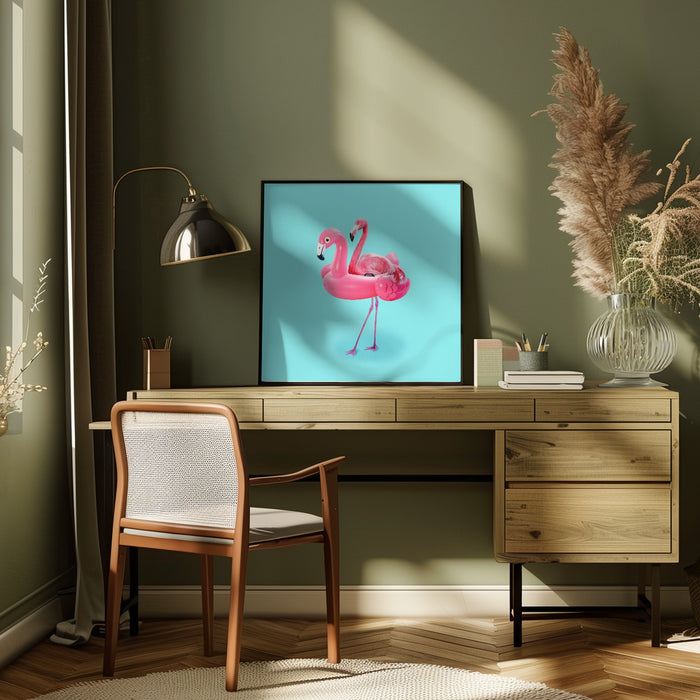 Flamingo on Resort Square Canvas Art Print