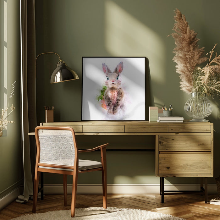 Baby Rabbit Square Canvas Art Print