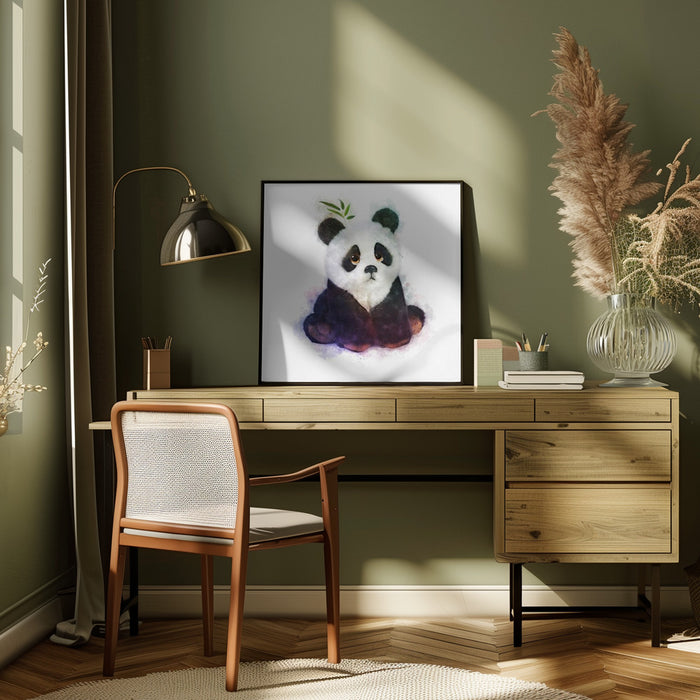 Baby Panda Square Canvas Art Print