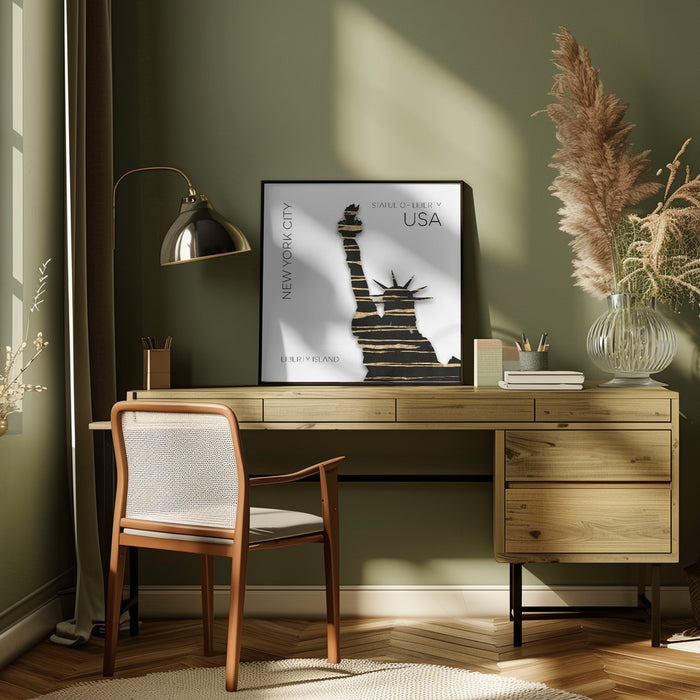 Urban Art NYC Statue of Liberty Square Canvas Art Print