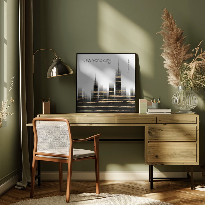 Urban Art NYC Skyline Square Canvas Art Print